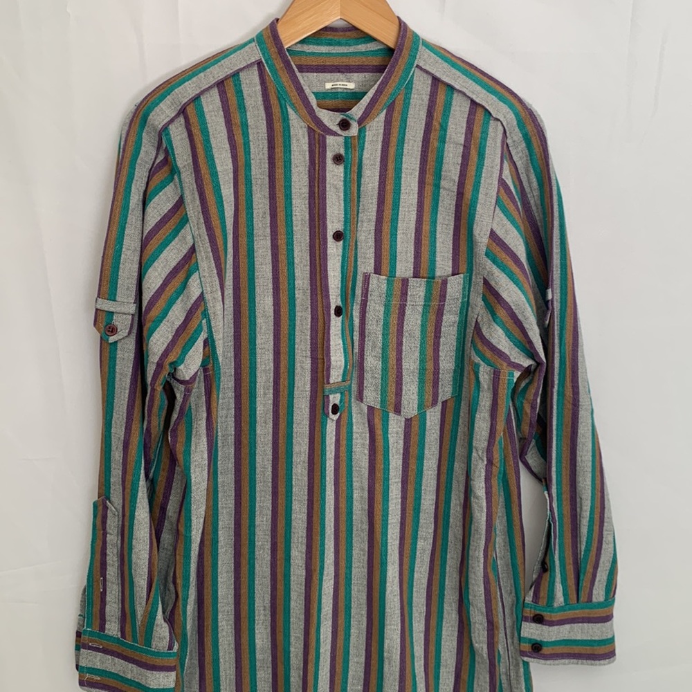 Isabel Marant Striped Midi Dress in Teal, Purple, Brown - Picture 2 of 14